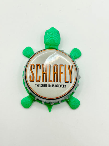 Schlafly Beer (The Saint Louis Brewery) - Bottle Cap Magnet Turtle Shell Shocked Art