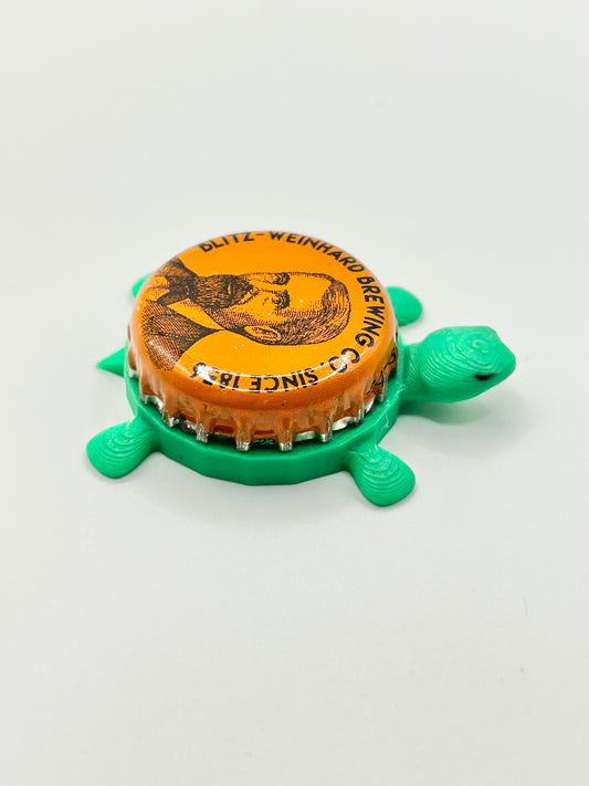 Blitz Weinhard Brewing (Orange) - Bottle Cap Magnet Turtle