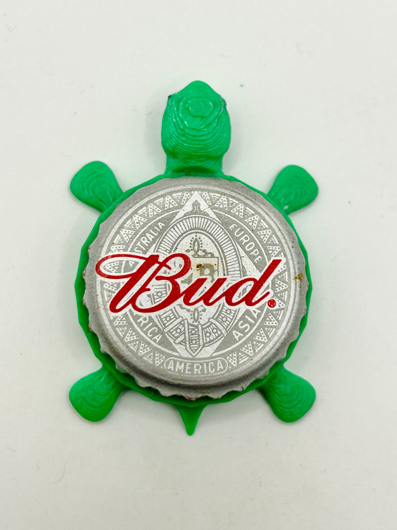 Budweiser Patriotic (All Silver) - Bottle Cap Magnet Turtle Shell Shocked Art