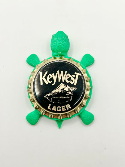 Key West Lager - Bottle Cap Magnet Turtle Shell Shocked Art