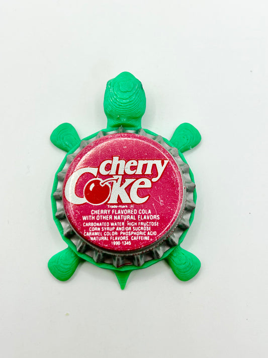 Cherry Coke - Bottle Cap Magnet Turtle