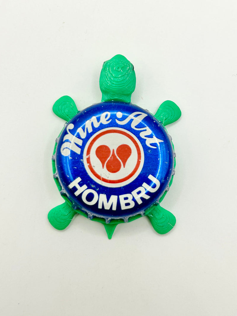 Hombru Wine Art - Bottle Cap Magnet Turtle Shell Shocked Art