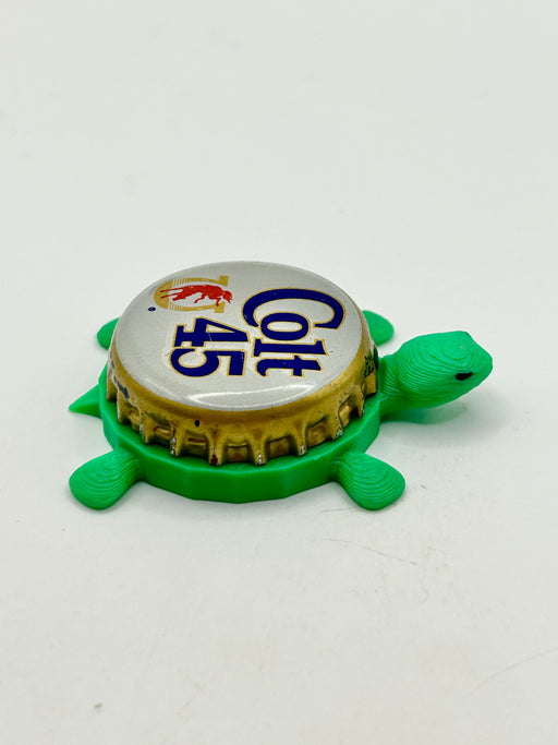 Colt 45 Malt Liquor (Vintage, White) - Bottle Cap Magnet Turtle Shell Shocked Art
