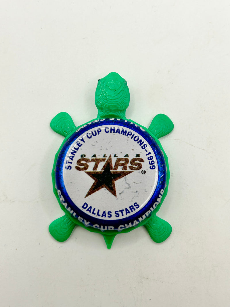 Dallas Stars Stanley Cup Champions (1999) - Bottle Cap Magnet Turtle Shell Shocked Art