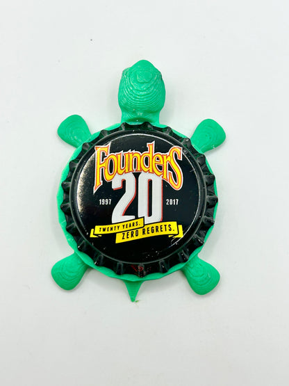 Founders Brewing (20 Year Anniversary) - Bottle Cap Magnet Turtle Shell Shocked Art
