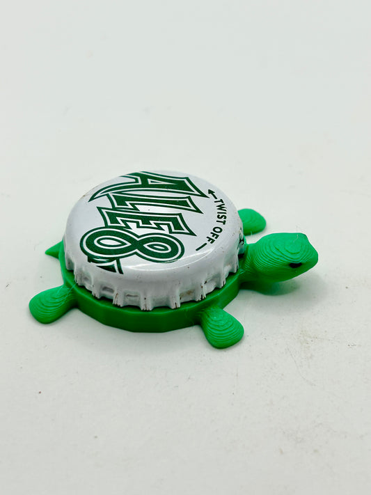 Ale8 (Green and White) - Bottle Cap Magnet Turtle Shell Shocked Art