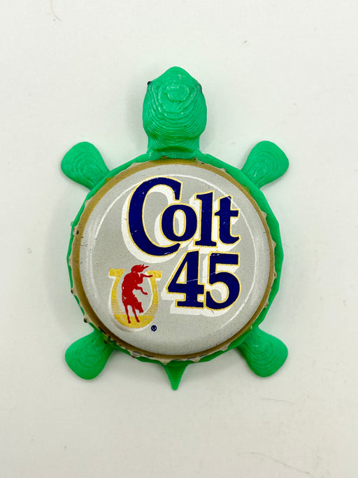 Colt 45 Malt Liquor (Vintage, White) - Bottle Cap Magnet Turtle Shell Shocked Art