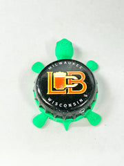 Lakefront Brewery (Red Text) - Bottle Cap Magnet Turtle Shell Shocked Art