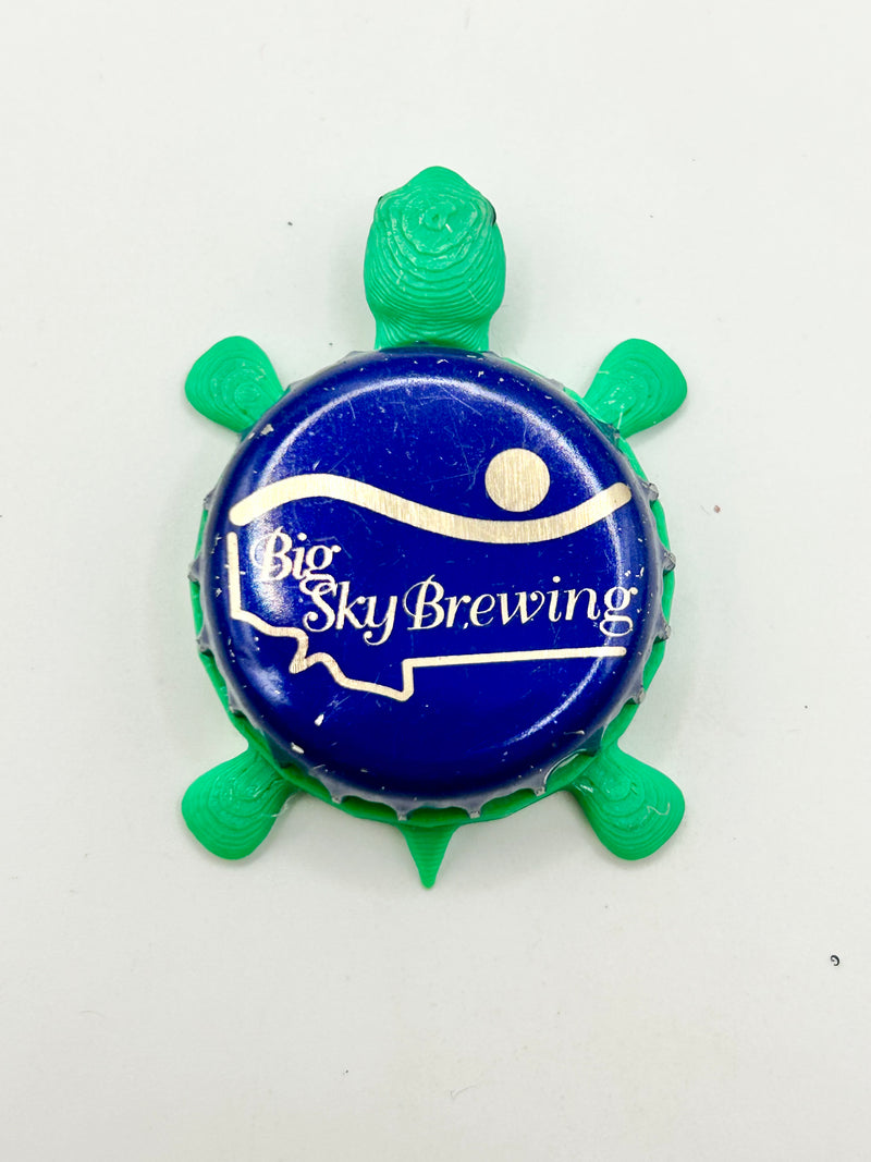 Big Sky Brewing (Text) - Bottle Cap Magnet Turtle Shell Shocked Art
