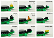 Image depicting an assortment of option hat styles for bottle cap magnet turtles