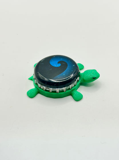 Beach Haus (Blue & Black) - Bottle Cap Magnet Turtle Shell Shocked Art