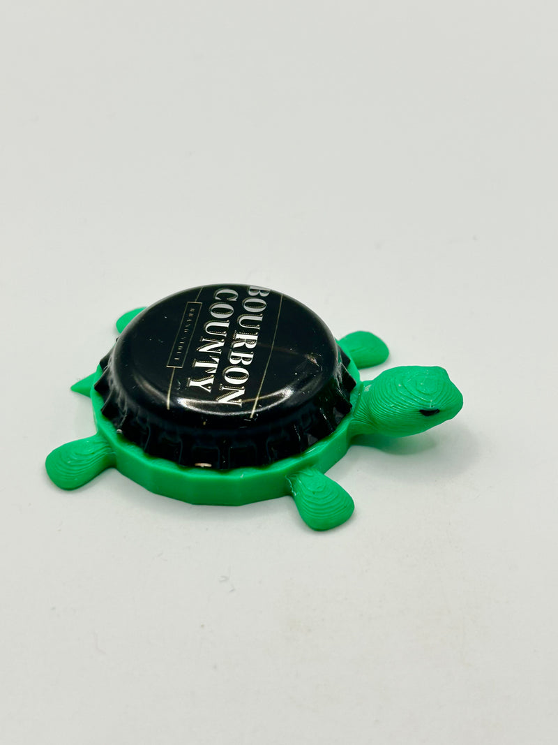 Bourbon County (White Text) - Bottle Cap Magnet Turtle Shell Shocked Art