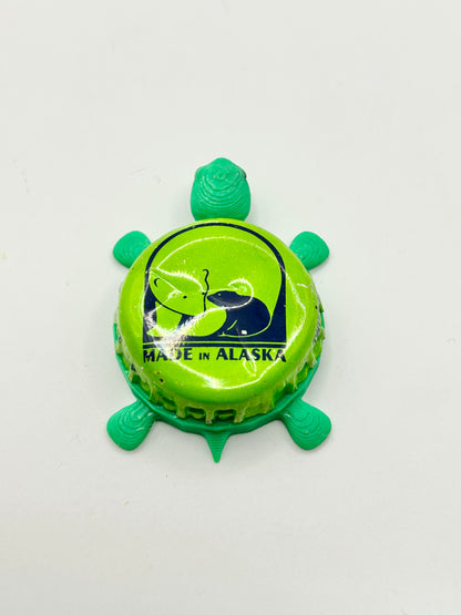 Alaskan Brewing (Neon Green) - Bottle Cap Magnet Turtle Shell Shocked Art
