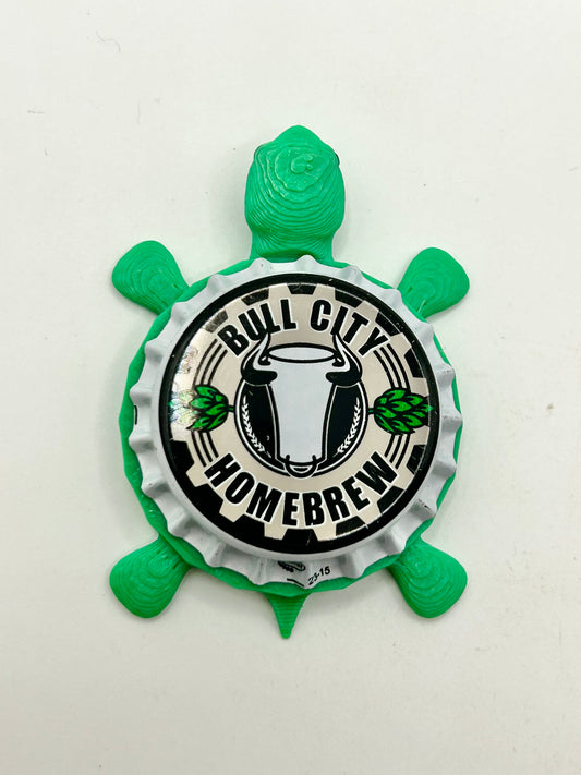 Bull City Homebrew - Bottle Cap Magnet Turtle Shell Shocked Art