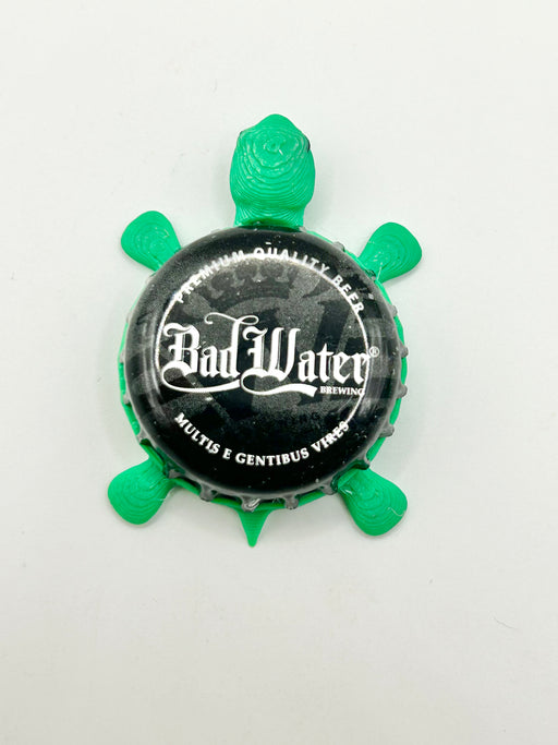 Bad Water Beer - Bottle Cap Magnet Turtle Shell Shocked Art
