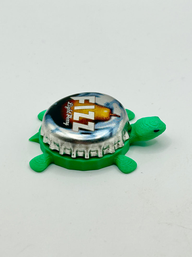 Fizz Light Perry - Bottle Cap Magnet Turtle Shell Shocked Art