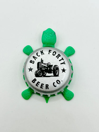 Back Forty Beer - Bottle Cap Magnet Turtle Shell Shocked Art