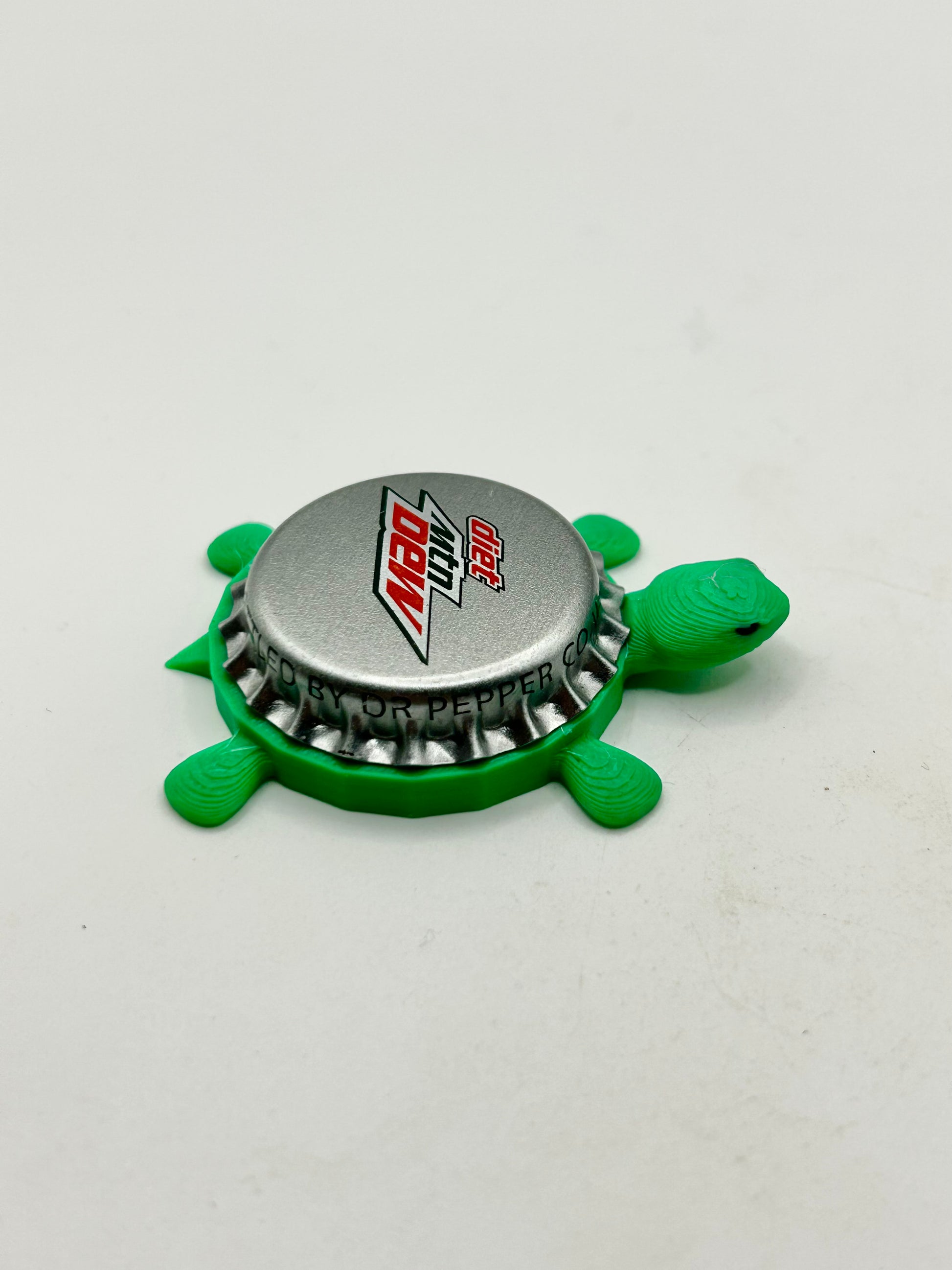 Diet Mountain Dew (Silver) Bottle-Cap Magnet Turtle | Shell Shocked Art Shell Shocked Art