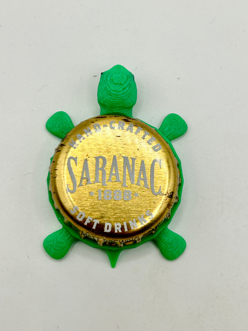 Saranac Soft Drinks (Vintage) - Bottle Cap Magnet Turtle Shell Shocked Art