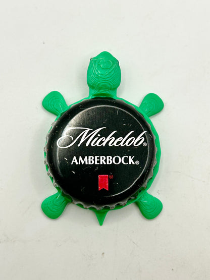 Michelob AmberBock - Bottle Cap Magnet Turtle Shell Shocked Art