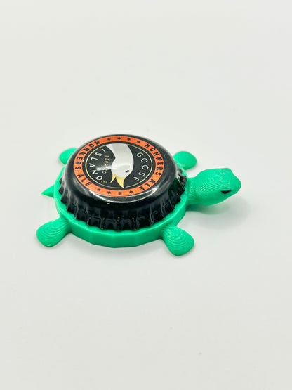 Goose Island Honkers Ale - Bottle Cap Magnet Turtle Shell Shocked Art