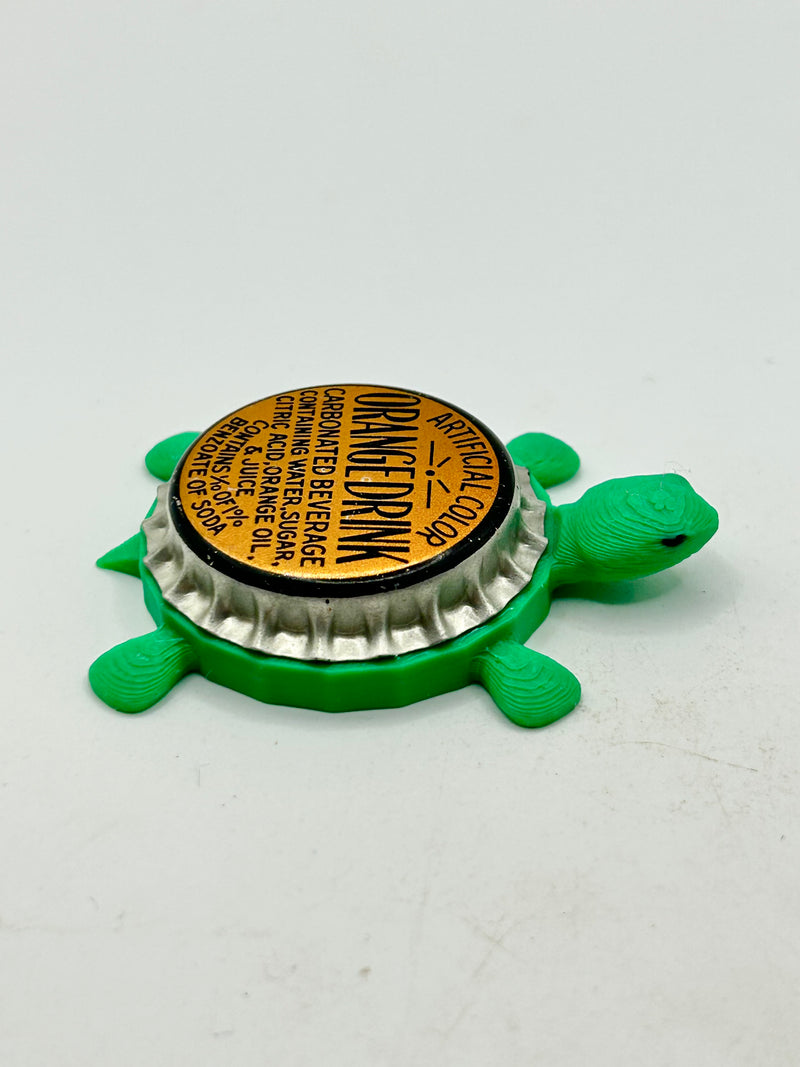 Orange Drink Soda - Bottle Cap Magnet Turtle Shell Shocked Art