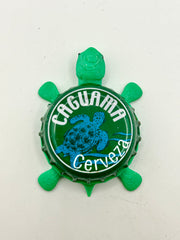 Caguama Cerveza - Bottle Cap Magnet Turtle Shell Shocked Art