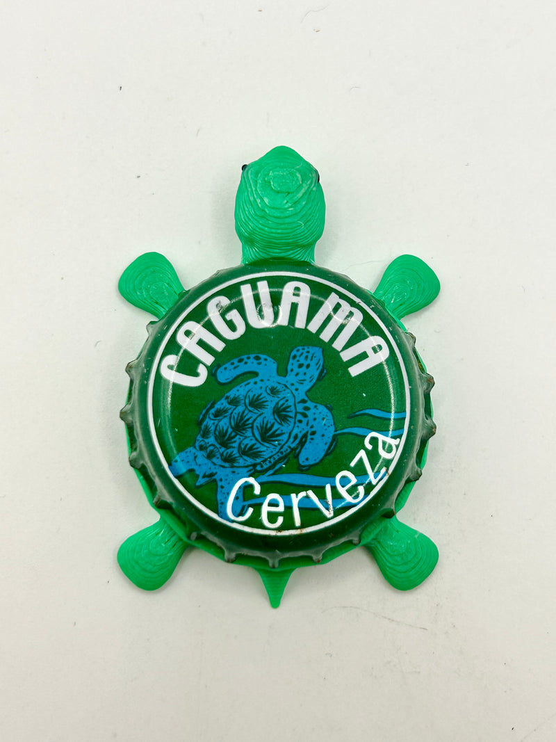 Caguama Cerveza - Bottle Cap Magnet Turtle Shell Shocked Art
