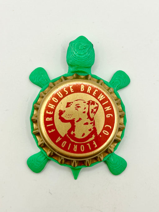 Firehouse Brewing (Red) - Bottle Cap Magnet Turtle Shell Shocked Art