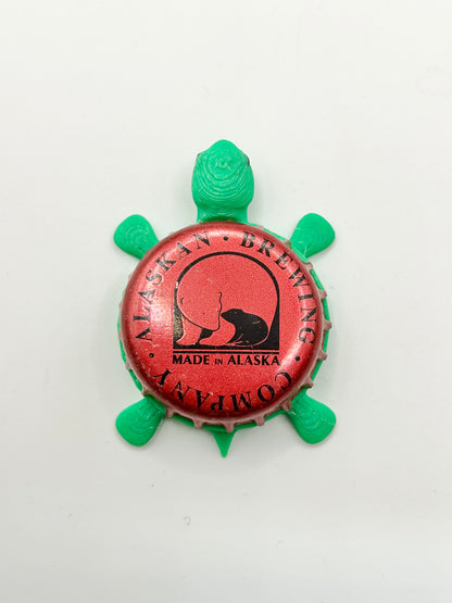 Alaskan Brewing (Red Vintage) - Bottle Cap Magnet Turtle Shell Shocked Art