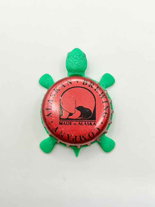 Alaskan Brewing (Red Vintage) - Bottle Cap Magnet Turtle Shell Shocked Art