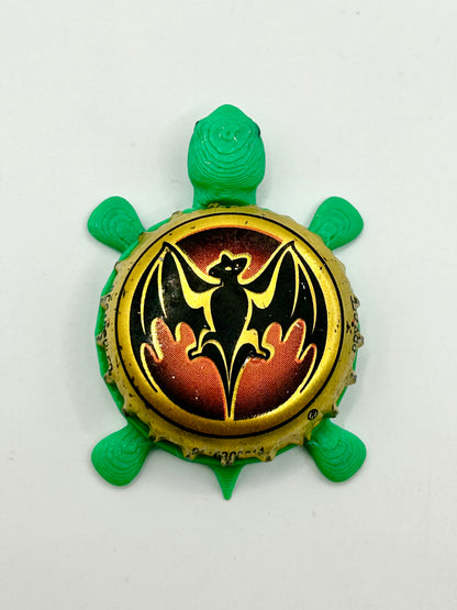 Bacardi (Bat, Black) - Bottle Cap Magnet Turtle Shell Shocked Art