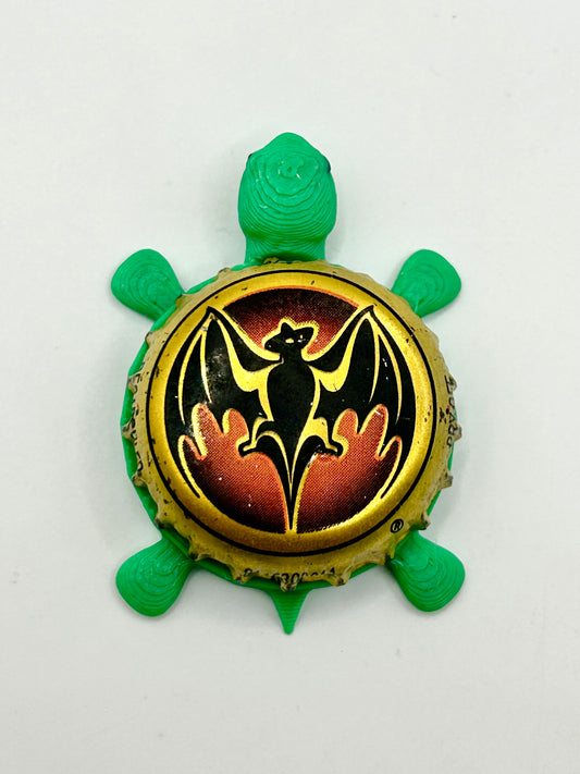 Bacardi (Bat, Black) - Bottle Cap Magnet Turtle Shell Shocked Art