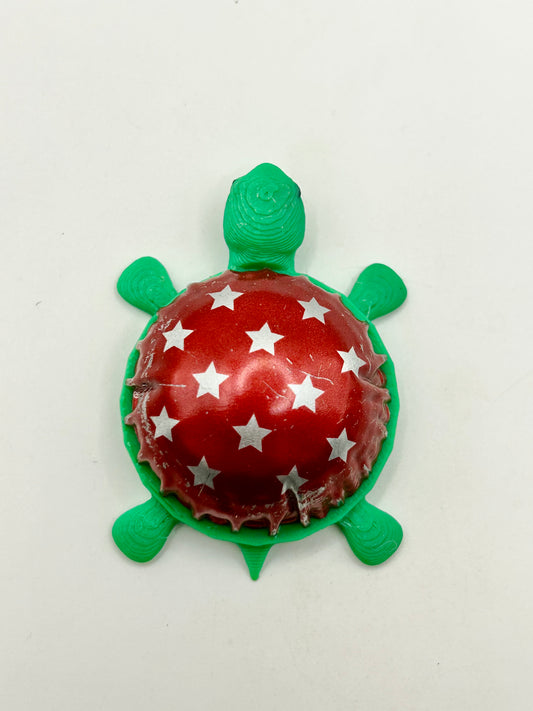 Red Stars (Dome Shell) - Bottle Cap Magnet Turtle