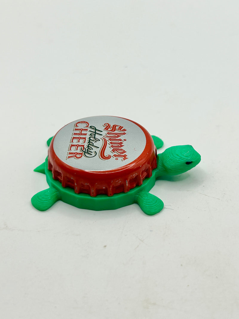 Shiner Holiday Cheer (White) - Bottle Cap Magnet Turtle Shell Shocked Art