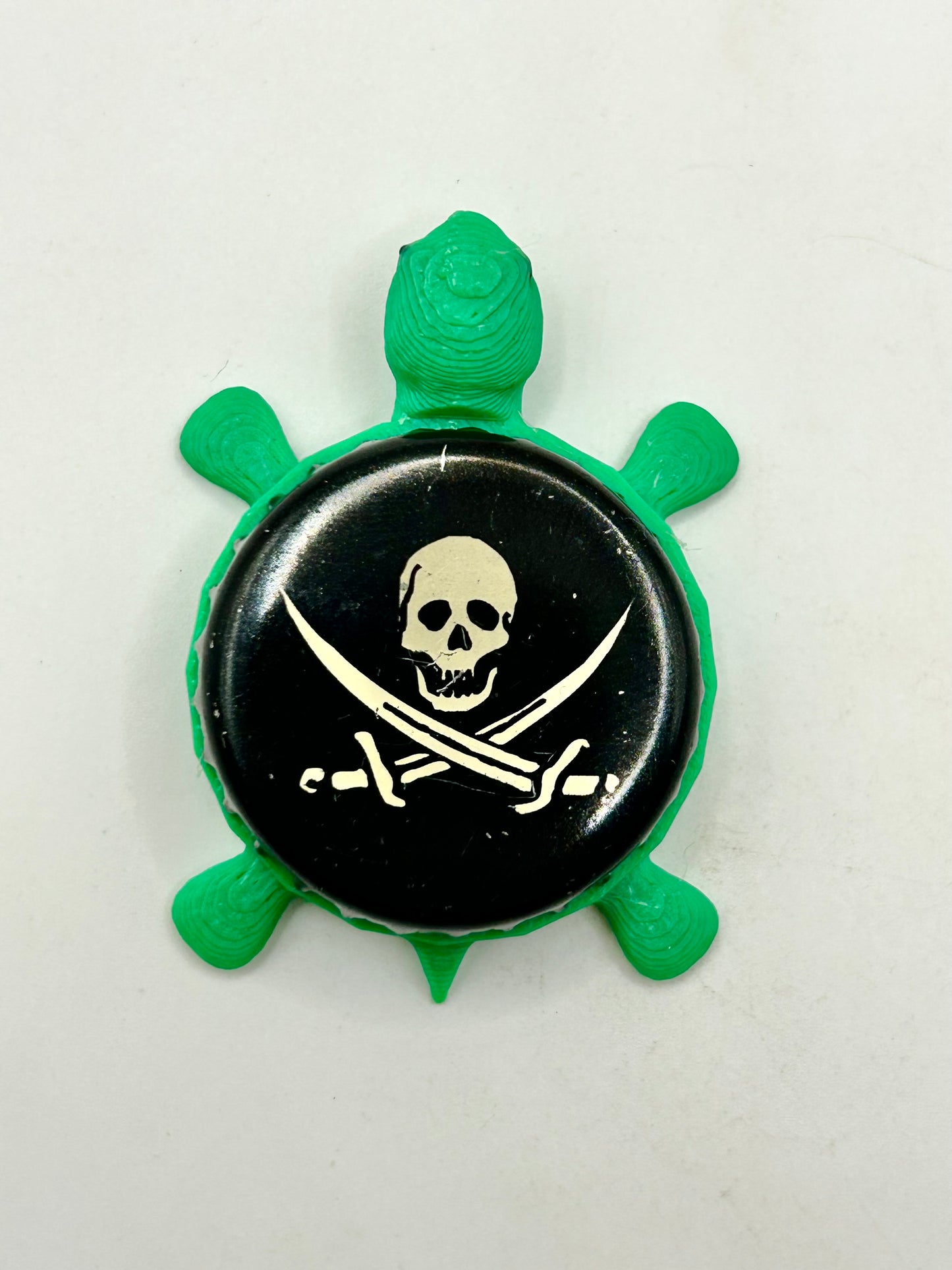 Skull with Pirate Swords - Bottle Cap Magnet Turtle Shell Shocked Art