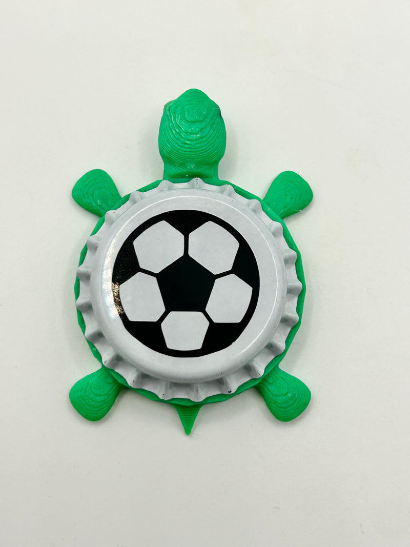 Soccer Ball - Bottle Cap Magnet Turtle Shell Shocked Art