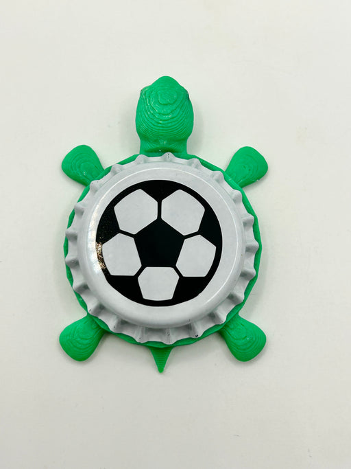Soccer Ball - Bottle Cap Magnet Turtle Shell Shocked Art