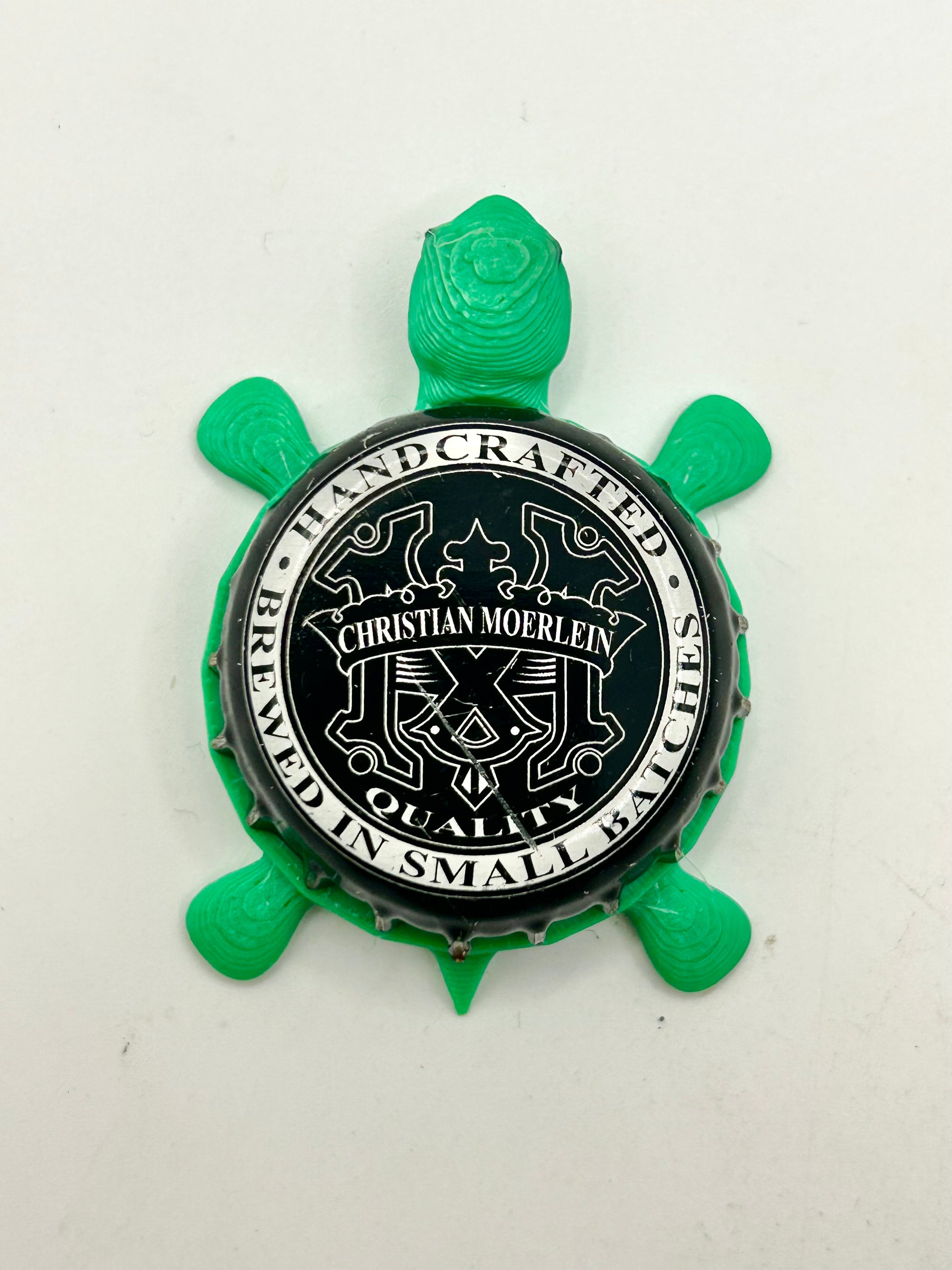 Christian Moerlein Brewing - Bottle Cap Magnet Turtle Shell Shocked Art