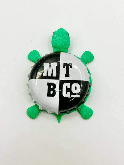 Mountain Town Beer Co - Bottle Cap Magnet Turtle Shell Shocked Art