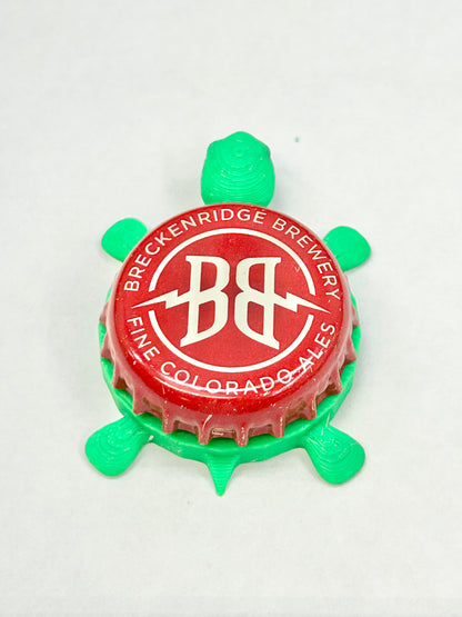 Breckenridge Brewery, Fine Colorado Ales (Red) - Bottle Cap Magnet Turtle Shell Shocked Art