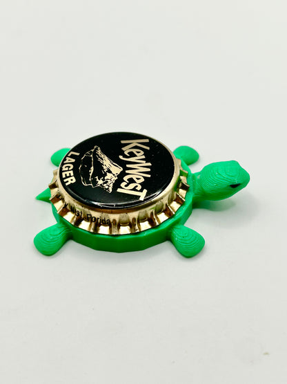 Key West Lager - Bottle Cap Magnet Turtle Shell Shocked Art