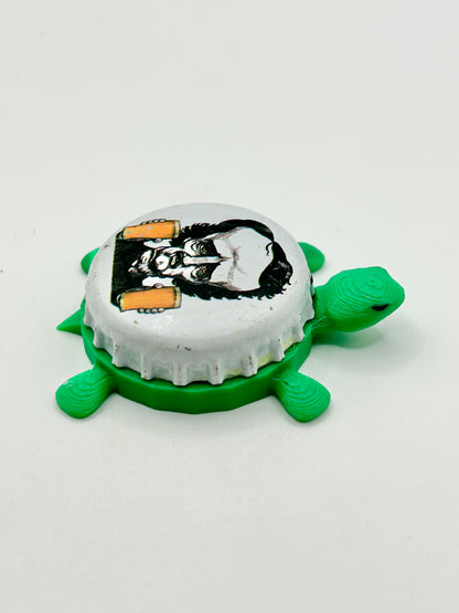 Edgar Allan Poe (White) - Raven Brewery - Bottle Cap Magnet Turtle Shell Shocked Art