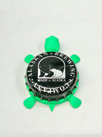 Alaskan Brewing (Black) - Bottle Cap Magnet Turtle Shell Shocked Art