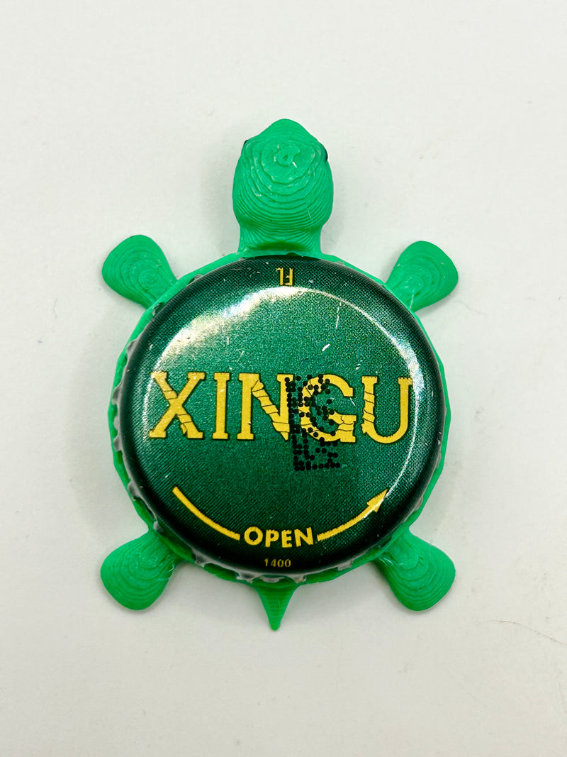 Xingu Beer, Green (Brazil) - Bottle Cap Magnet Turtle Shell Shocked Art