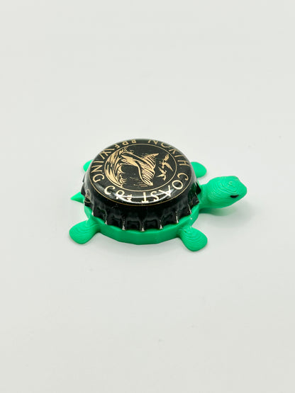 North Coast Brewing Co (Whale Tail Black) - Bottle Cap Magnet Turtle Shell Shocked Art