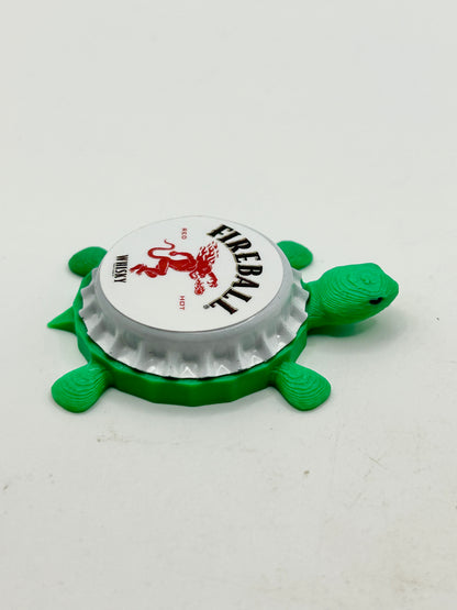Fireball Whiskey - Bottle Cap Magnet Turtle