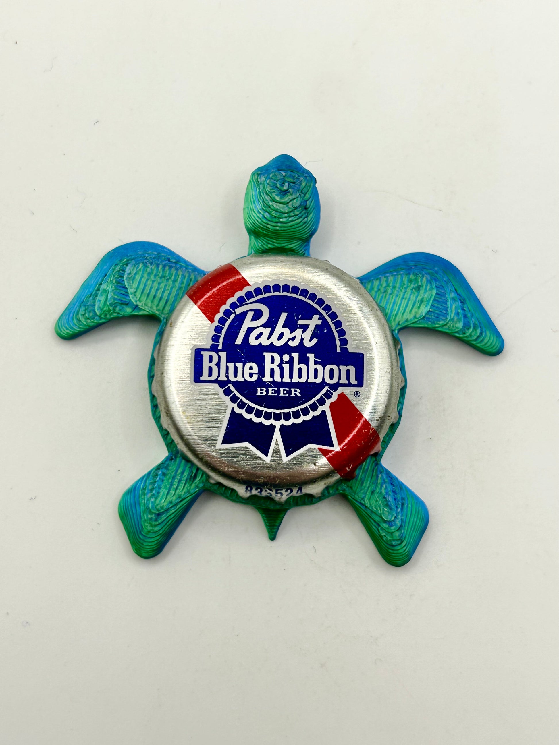 Pabst Blue Ribbon (PBR) - Sea Turtle Bottle Cap Magnet Shell Shocked Art