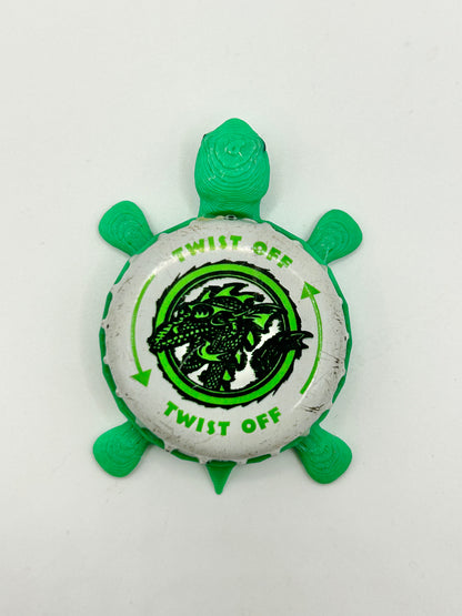 Flathead Lake Soda - Bottle Cap Magnet Turtle Shell Shocked Art