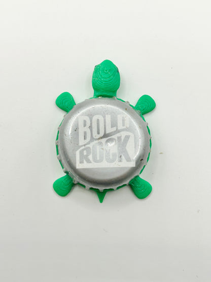 Bold Rock (Silver) - Bottle Cap Magnet Turtle Shell Shocked Art